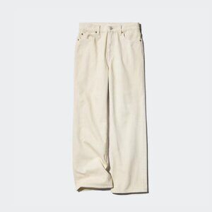 Uniqlo Women's Wide Straight Jeans Beige Size 27